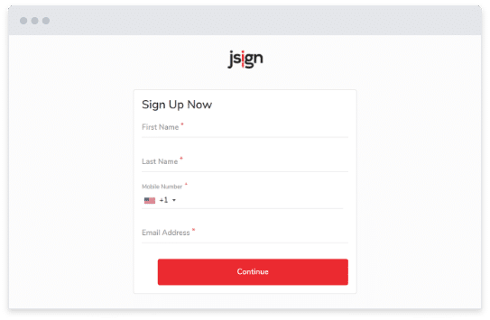 jSign sign up now