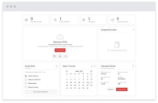 jSign dashboard